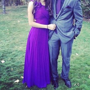 Purple long dress - one shoulder